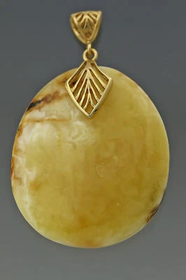 Colgante Mantequilla Blanca Genuina ÁMBAR BÁLTICO Plateado Chapado en Oro 13.7g p160628-6 Foto 1 de 3