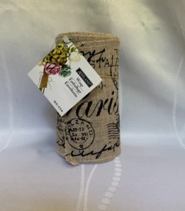 Ashland Burlap Paris Print Wrap- Eiffel Tower Design- 5.5" x 3yds - Picture 1 of 4