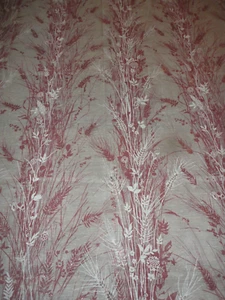 Vtg Fabric 1970's Semi Sheer Voile Brown Wheat Print w/ Glitter 60"w x 67"L - Picture 1 of 3