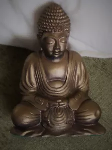 BUDDHA FIGURINE: GOLD COLOUR: 7 INCHES TALL: BN no Tag - Picture 1 of 2