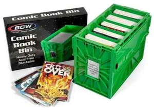 1 BCW Green Short Comic Book Bin -Heavy Duty Acid Free Plastic Stackable Box - Picture 1 of 2