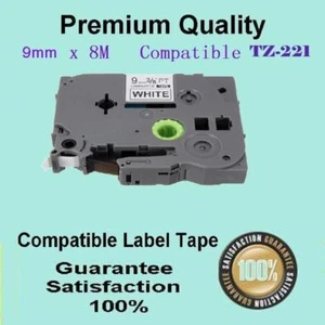 5 Laminate BK on White 9mm Compatible with Brother TZ221 PT1280 PT1290 PT-1230PC - Picture 1 of 1
