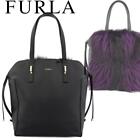 Furla Fur Tote Bag Black Purple 00782803 Made In Italy Cowhide Women's