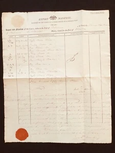 1810 EXPORT MANIFEST Cargo  List Ship  Baltimore Maryland to Cuba  Signed - Picture 1 of 7