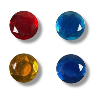 Vintage Faceted Plastic Gem Red Blue Yellow Reflective Button Covers Lot of 4 - Picture 1 of 6