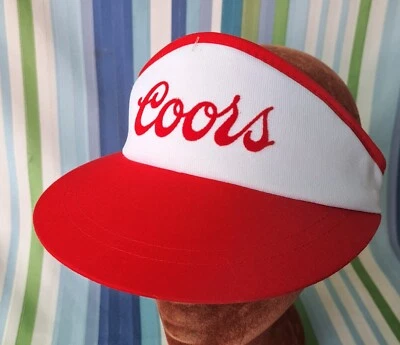 De colección COORS Rojo y Blanco Terrycloth Strapback Visera Sombrero Gorra Nuevo de Lote Antiguo Foto 1 de 4