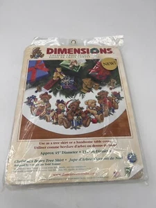 New Dimensions Counted Cross Stitch Christmas Bears Tree Skirt Kit 45" Diameter - Picture 1 of 3