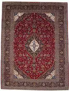 Handmade Vintage Wool Oriental Rug Red Traditional Floral Style Carpet 10X13 ft - Picture 1 of 16