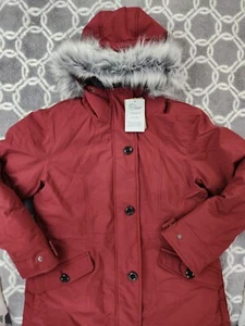 NWT NEW Wantdo Women's Large L Solid Dark Red Faux Fur Lined Long Winter Coat - Picture 1 of 8