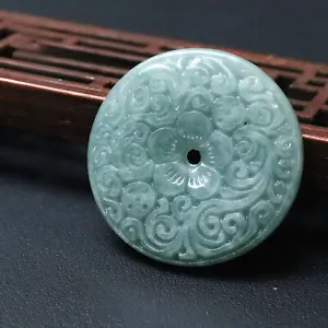 Colgante Natural Genuino Verde Jade Jadeíta Estilo China 平安扣 - Imagen 1 de 4