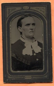 Portrait einer jungen Frau um 1870 alte Farbschrift im Papierrahmen - Bild 1 von 3