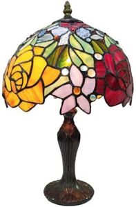 Rose Flower Tiffany Lamp w/ Stained Glass Shade & Lamp Base Perfect for any room