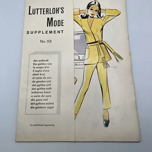 Vintage 1960s LUTTERLOH'S MODE Supplemente No 113 Sewing Pattern - Picture 1 of 8