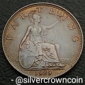 UK, Great Britain Farthing 1929. KM#825. 1/4 C. Quarter Penny Cent coin George V - Picture 1 of 7