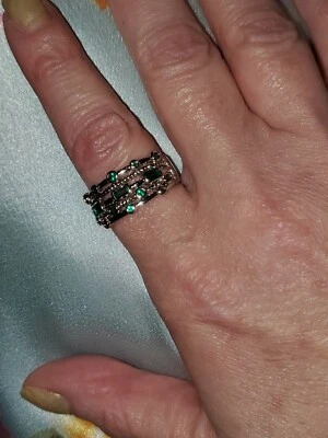 *OFERTA*Talla 9. Nuevo con etiquetas. ÚNICO, ESTILO RETRO. BANDA ESMERALDA Y PLATA Foto 1 de 4