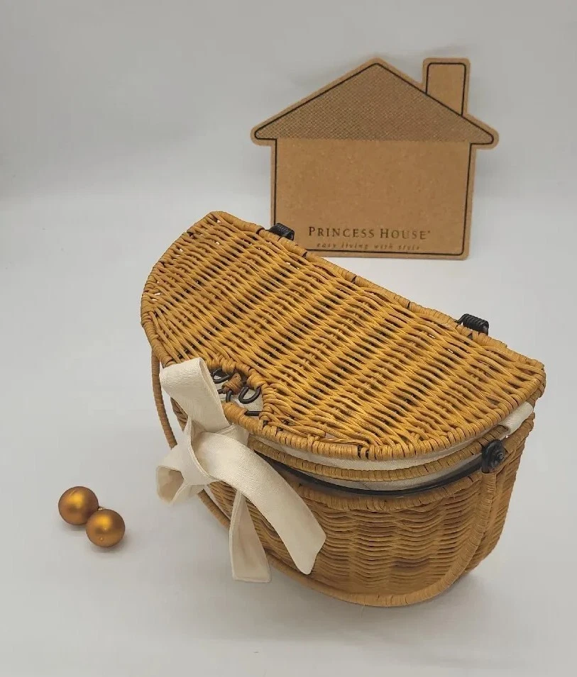 CASA PRINCESA RATÁN TEJIDO MECHA COLGANTE DE PARED CESTA DE TRANSPORTE METAL DESPLAZADO  Foto 1 de 4