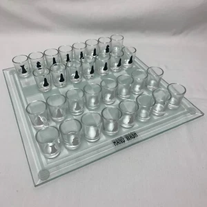 Glass Chess Drinking Game Mini Shot Glasses w/Game Board - MISSING 1 GLASS - Picture 1 of 5