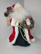 Vintage Christmas Santa Claus Tree Topper Standing Velvet Robe Long Beard 16"