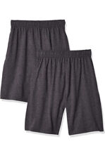 Hanes Boys Jersey Shorts 2-Pack TAGLESS Elastic Waistband Cotton Side Pockets S