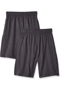 Hanes Boys Jersey Shorts 2-Pack TAGLESS Elastic Waistband Cotton Side Pockets S - Picture 1 of 4
