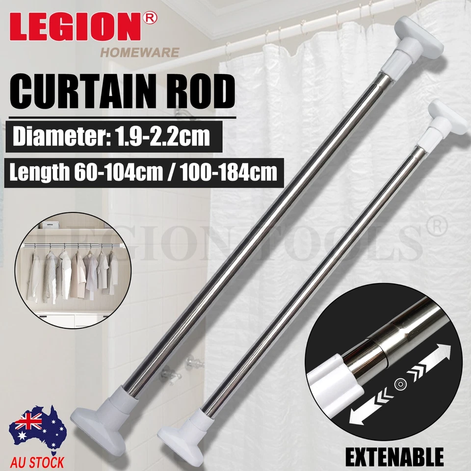 Adjustable Curtain Tension Rod Extendable Rack Shower Wind Curtain Closet Pole - image 1 of 4