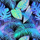 Tropical Blue Palm Leaves Capri Super Soft Leggings Jungle Rainforest Os Tc Plus