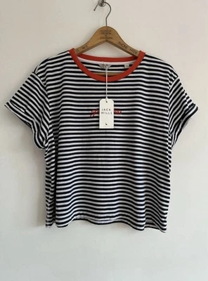Jack Wills Milson Cropped T Shirt Size 16 Breton Stripe Top BNWT - Image 1 of 4
