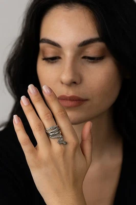 Damen Silberring/Schlange/925/massiv Silber/ca. 7,2gr/Größe: ca.48+49+5152+53+54 - Bild 1 von 4