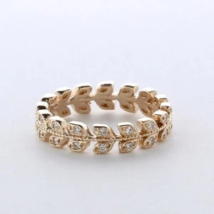 Alianza de boda pequeña eternidad oro 14K 0,25 quilates diamante redondo cultivado en laboratorio E VVS2 - Imagen 1 de 5