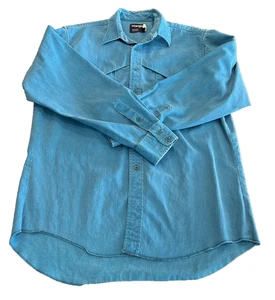 Camisa Wrangler Brushpopper Vintage Para Hombre Talla Grande Capa Yugo Turquesa - Imagen 1 de 7