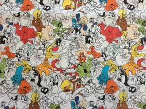 Looney Tunes Packed Cotton Fabric - Picture 1 of 2