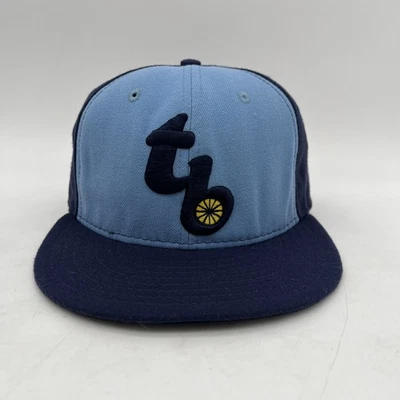 Tampa Bay Rays Hat Cap 7 1/4 Fitted Throwback 70s Fauxback Mens Blue Yellow Sun - Image 1 of 4