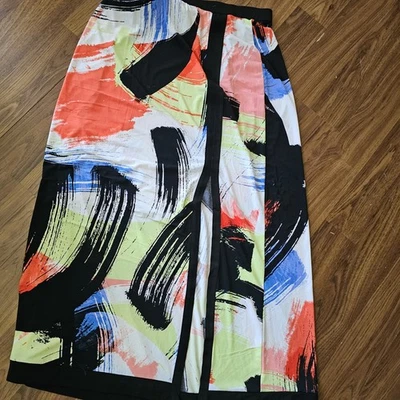 Юбка макси Eci New York длинная цветная с разрезом размер L богемное художественное абстрактное ядро - Изображение 1 из 4