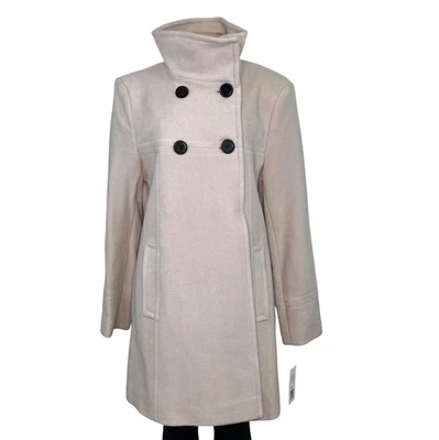 Larry Levine Women's Beige Double-Breasted Turtleneck Coat Sz 12 - New - Image 1 of 4