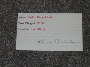 Bill Nicholson Hand Signed Autograph Index Philadelphia Phillies (Both Sides) - Picture 1 of 2