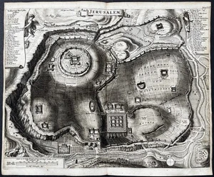 Jerusalén Israel Palestina mapa plano grabado Kupferstich Dapper 1680 - Imagen 1 de 1