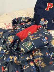 Polo Rlph Lauren Polo Bears School Print Insanely Ador Coat W Shawl,hat &brief - Picture 1 of 13