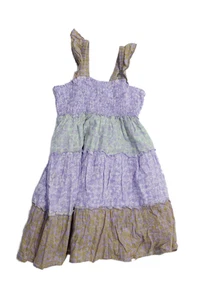 Roller Rabbit Girls Cotton Floral Smocked Ruffled Dress Colorblock Size 4 - Picture 1 of 5