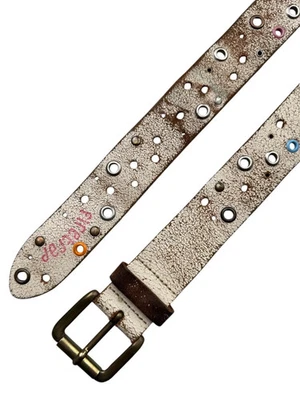 Vintage Faded Leather Belt With Metal Rings Men's (Size M) Foto 1 de 4