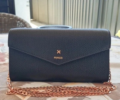 💜D-VINE Saffiano Leather WALLET X-BODY BAG in Black/Rose Gold by MIMCO $279💜 - image 1 of 4