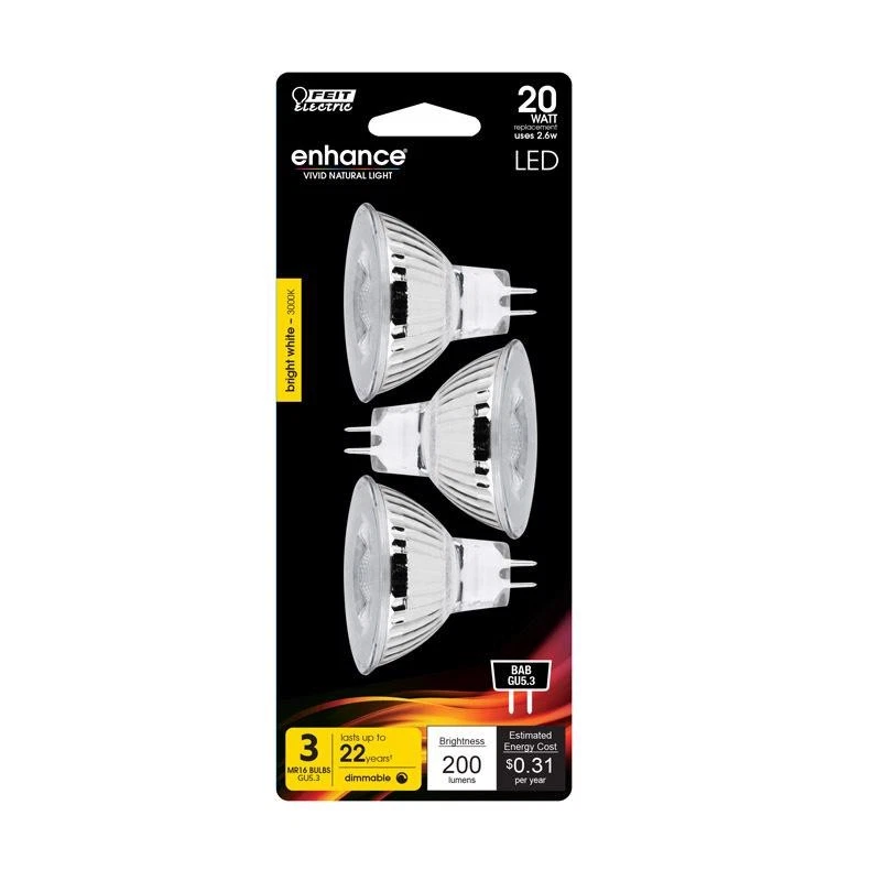 Feit Electric BPBAB/930CA/3 12V 2.6W 3000K 200 Lumens Dimmable LED Light Bulb - Image 1 of 1