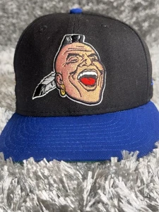 Cappello Atlanta Braves berretto aderente 7 1/4 nero blu nuova era 59fifty cappello indiano - Foto 1 di 9