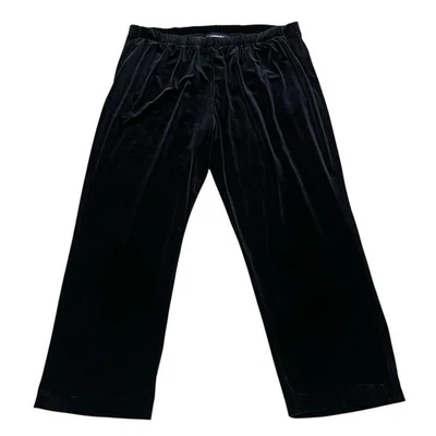 Lands End Womens Pull On Velvet Pants Large Petite Straight Leg Stretchy Basic - Image 1 of 4