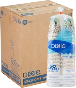300er Pack 12 Unzen Thermo Papier Kaffeebecher mit Deckel Heißgetränk Einwegbecher Großpackung - Bild 1 von 12