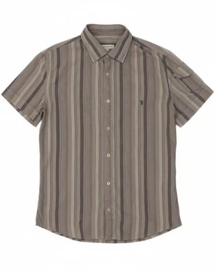 Camisa de manga corta TRUSSARDI para hombre talla 40 mediana gris algodón a rayas BW06 Foto 1 de 4