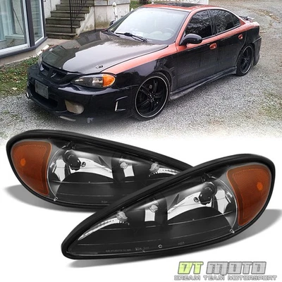 Faros delanteros negros para Pontiac Grand AM 1999 2000 20001 2002 2003 2004 2005 Foto 1 de 4