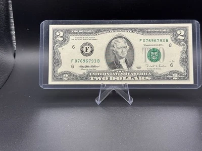 💵 1995 $2 Federal Reserve Note F07696793B • Crisp Vintage Jefferson 💎 - Image 1 of 2