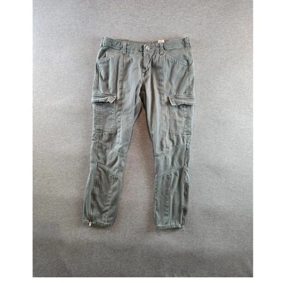 C&C California Cargo Pants Women's 28 Olive Classic Fit Straight Cut Ankle Zip - Image 1 of 4