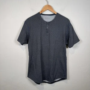 BYLT Drop Cut SS Henley Shirt Men Medium Charcoal Gray Performance Tee Tshirt - Picture 1 of 7