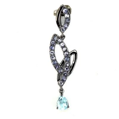 925 Pendente Argento Sterling Pera Topazio Blu Cielo Tanzanite Gemma Gioielli - Immagine 1 di 4
